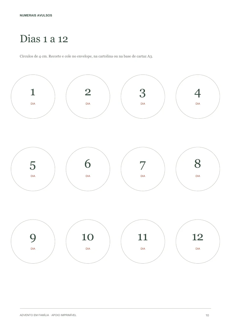 Numerais avulsos para recortar