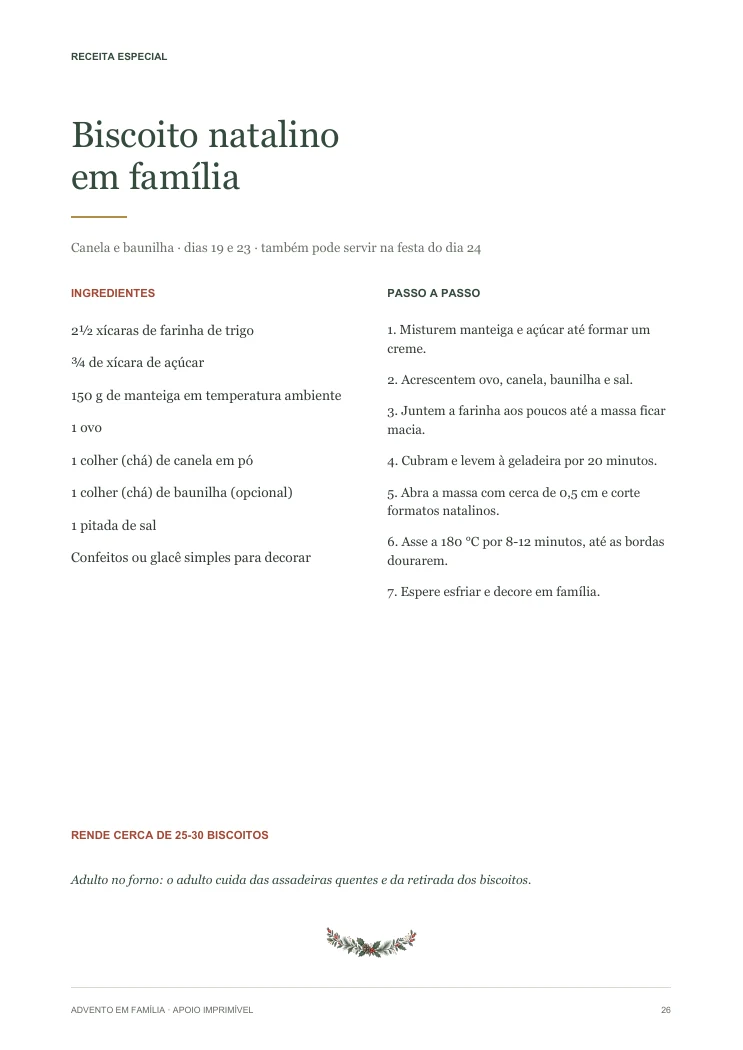 Página da receita natalina